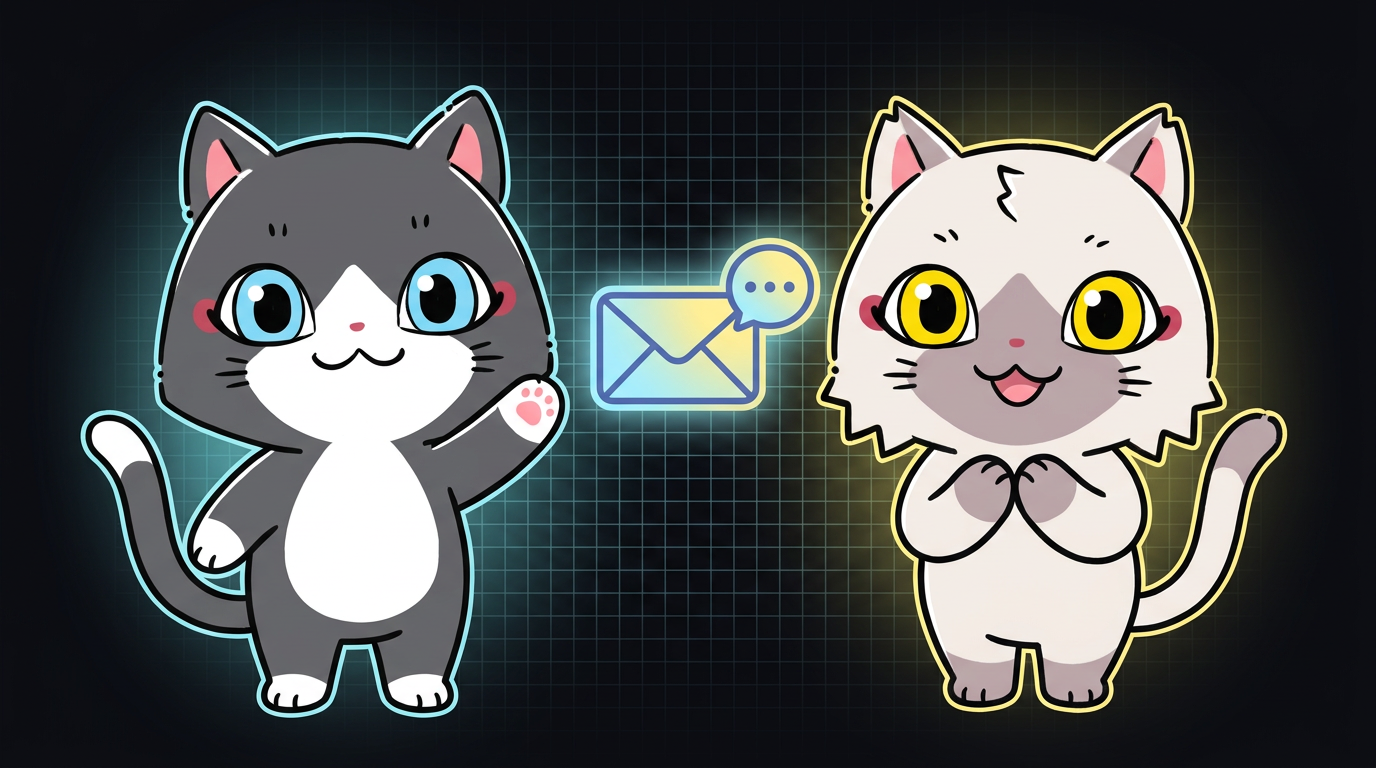 番組マスコットのトワ&セツナがメッセージを待っているイラスト