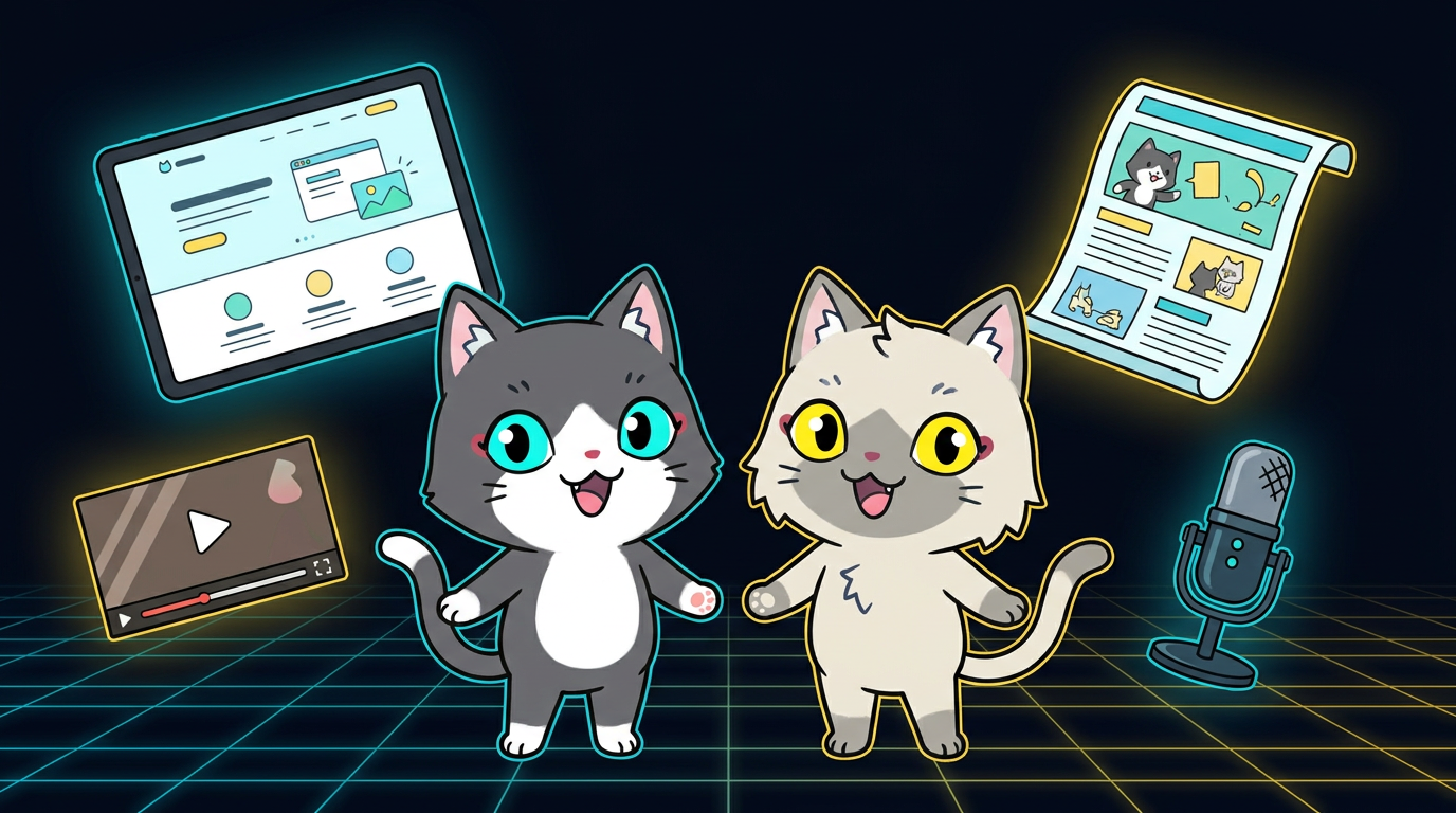 番組マスコットのトワ&セツナが動画を制作しているイラスト
